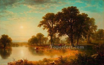 湖池の滝 Painting - 夏の午後の風景 アッシャー ブラウン デュランド